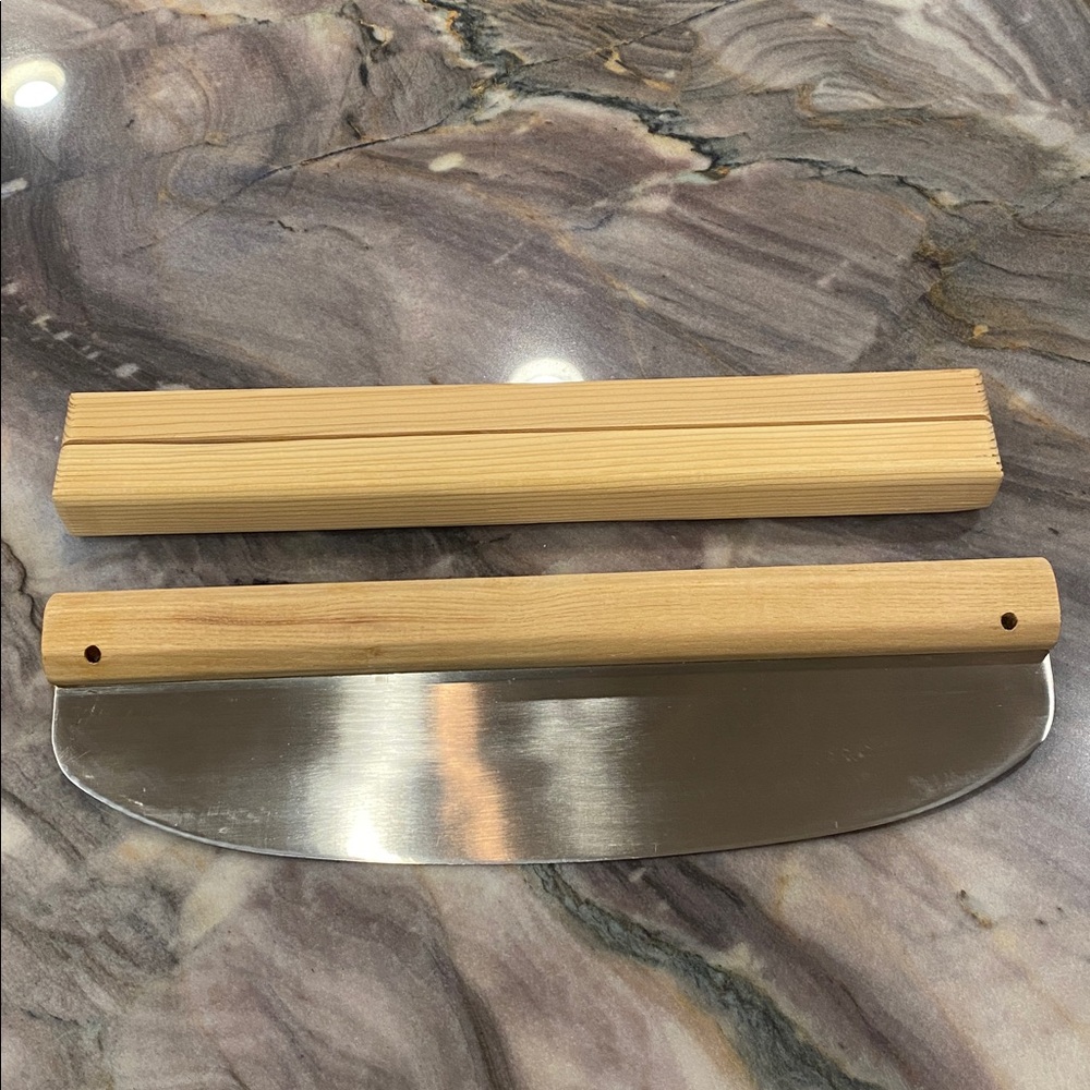 Pizza Cutter with Wooden Handle and Stand